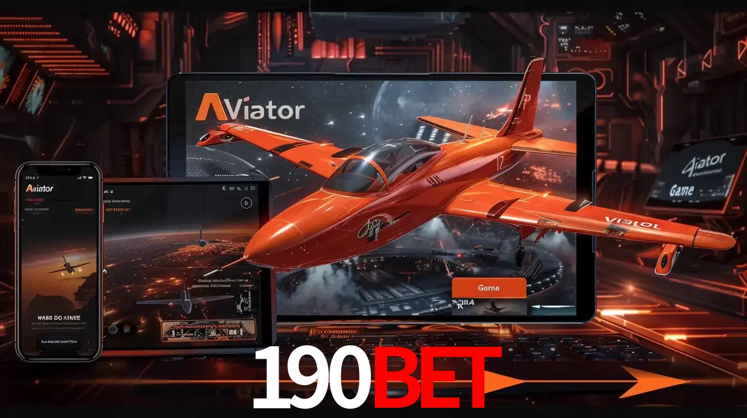 Apresentação tecnológica do jogo Aviator com um avião saindo da tela de um tablet, demonstrando a experiência imersiva em múltiplos dispositivos no 190bet.