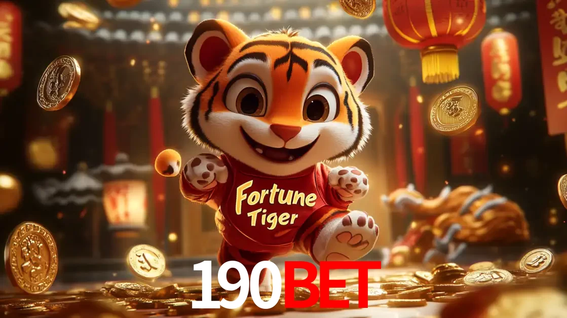 O alegre personagem do Fortune Tiger correndo sobre um caminho de moedas de ouro, simbolizando os grandes prêmios e a diversão do popular jogo de slot do 190bet.