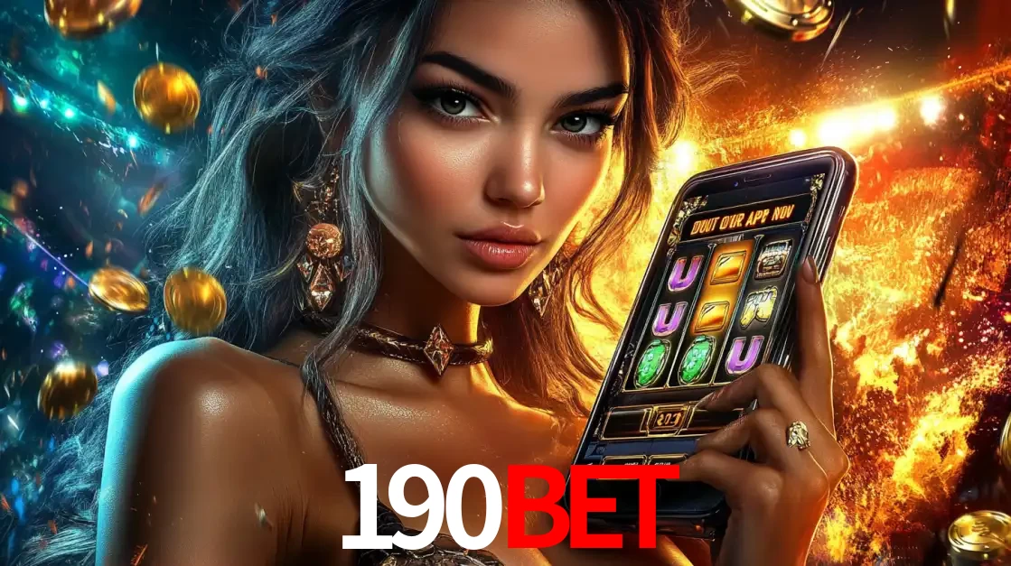 Mulher elegante mostrando um jogo de caça-níqueis em seu smartphone, destacando a experiência de cassino móvel oferecida pelo aplicativo 190bet.